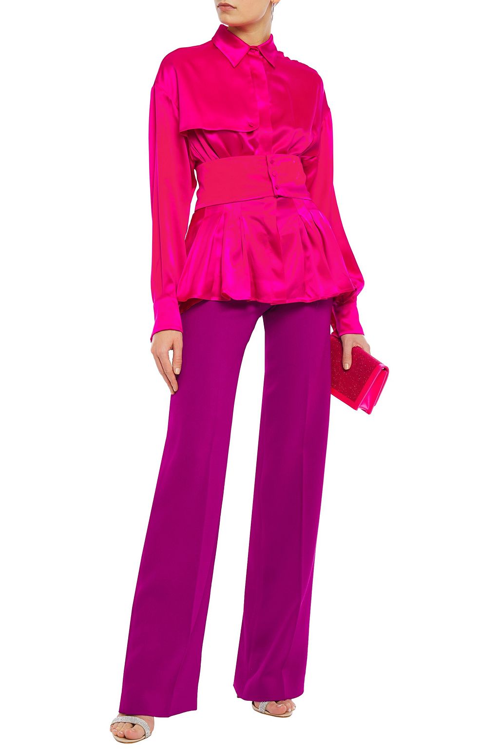 ANTONIO BERARDI Pleated silk-satin shirt