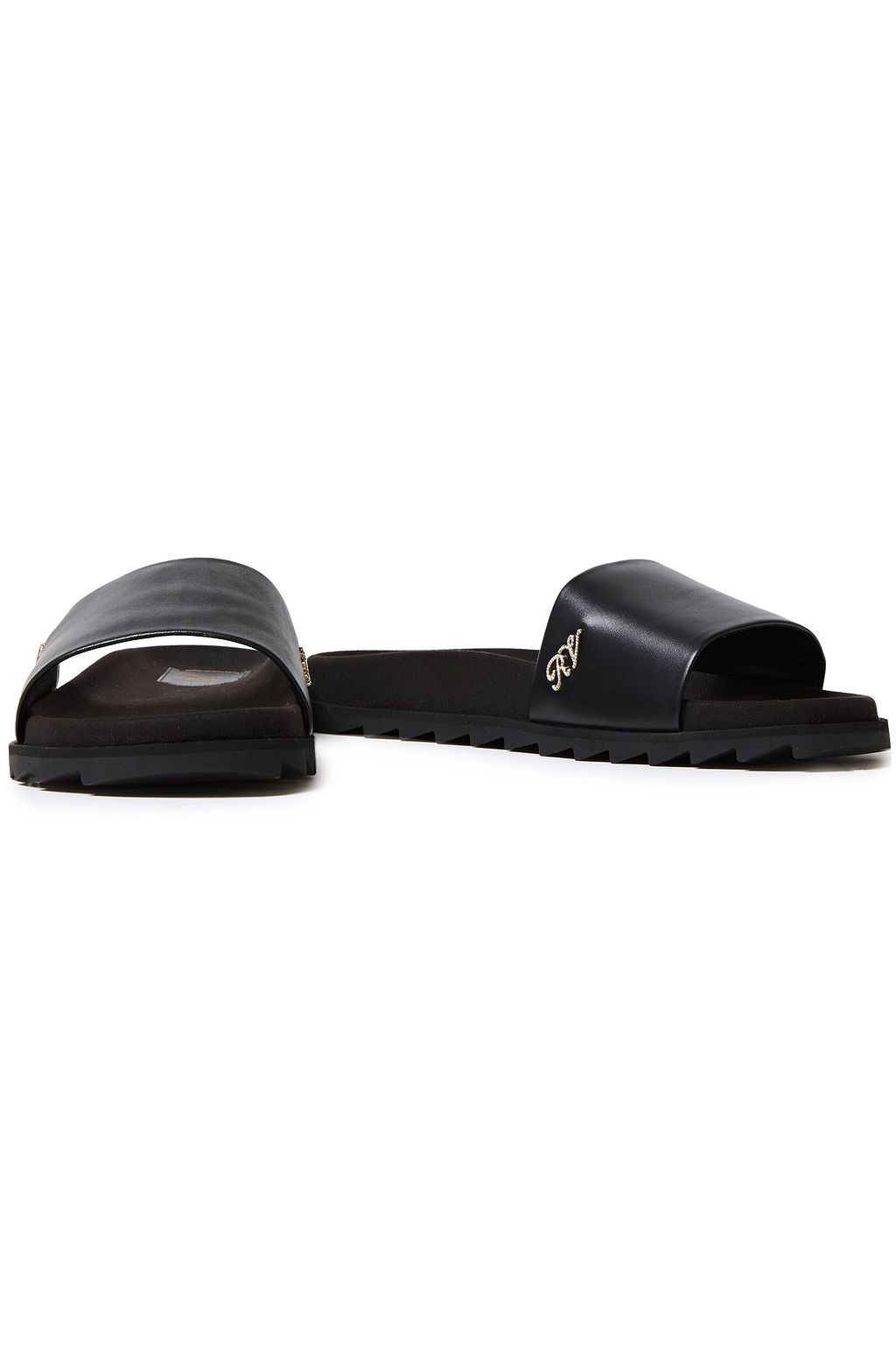 ROGER VIVIER Slidy Viv crystal-embellished leather slides