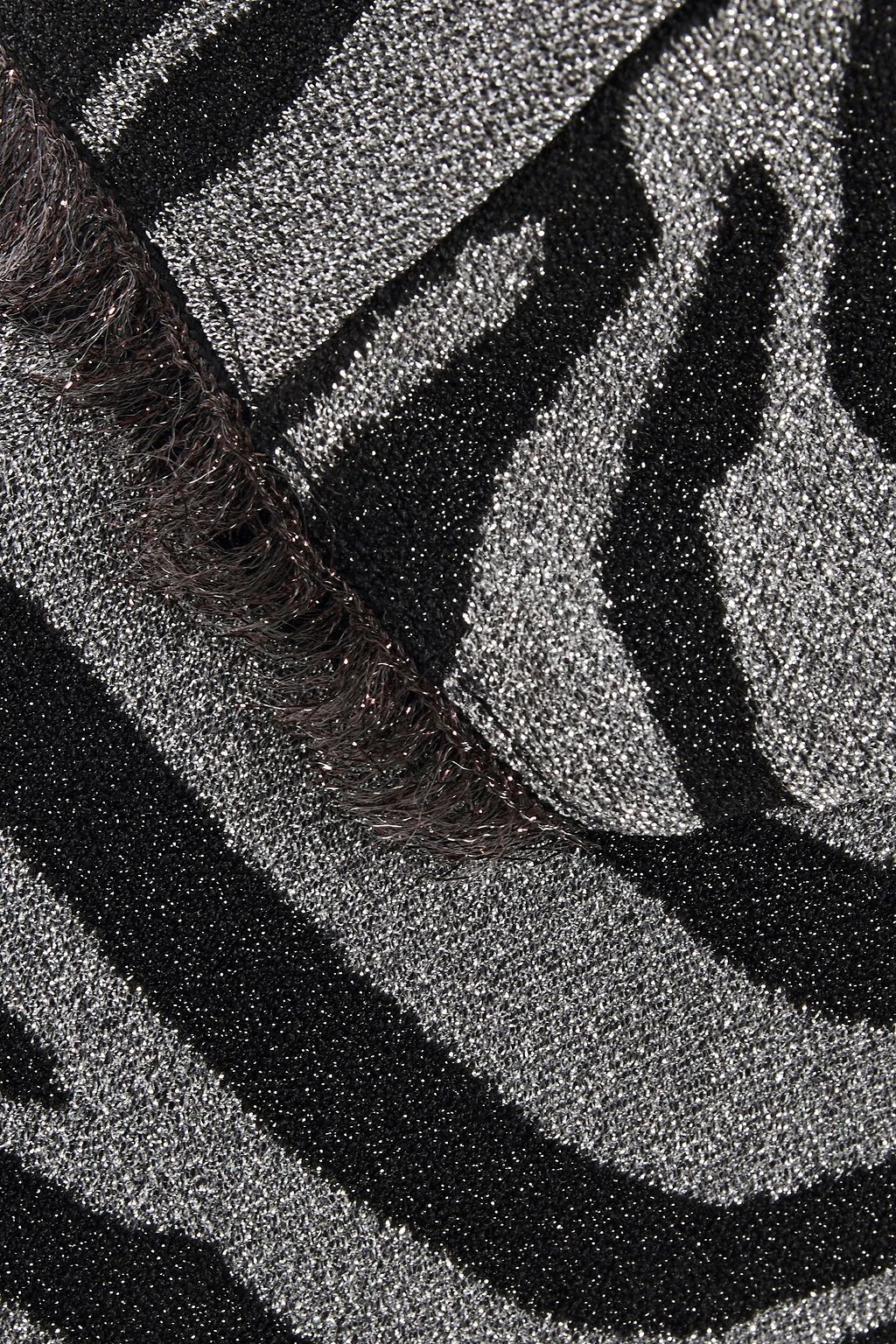 HERVÉ LÉGER One-shoulder frayed metallic zebra-jacquard gown