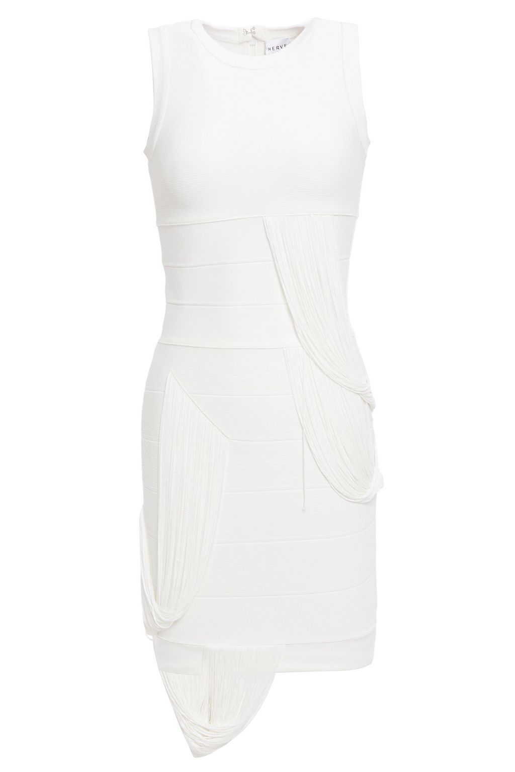 herve leger white fringe dress