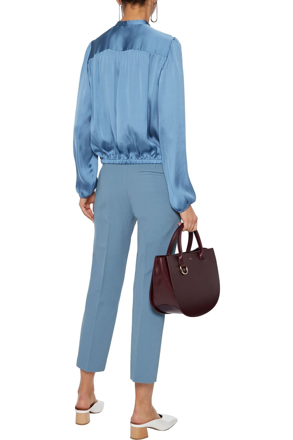 THEORY Cropped piqué slim-leg pants