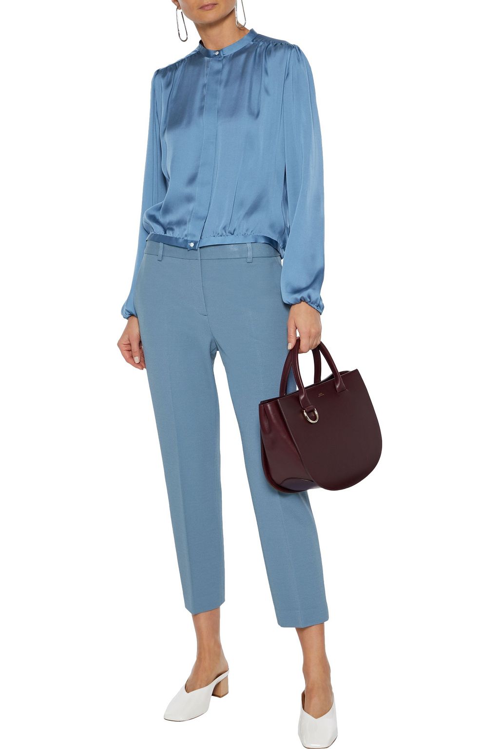 THEORY Cropped piqué slim-leg pants