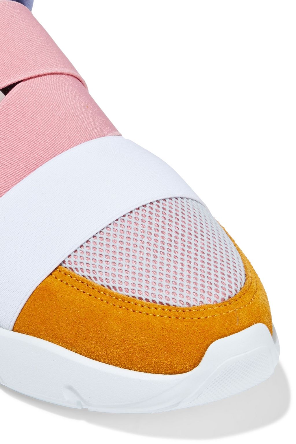 PUCCI City Up ruffled leather, suede and mesh slip-on sneakers