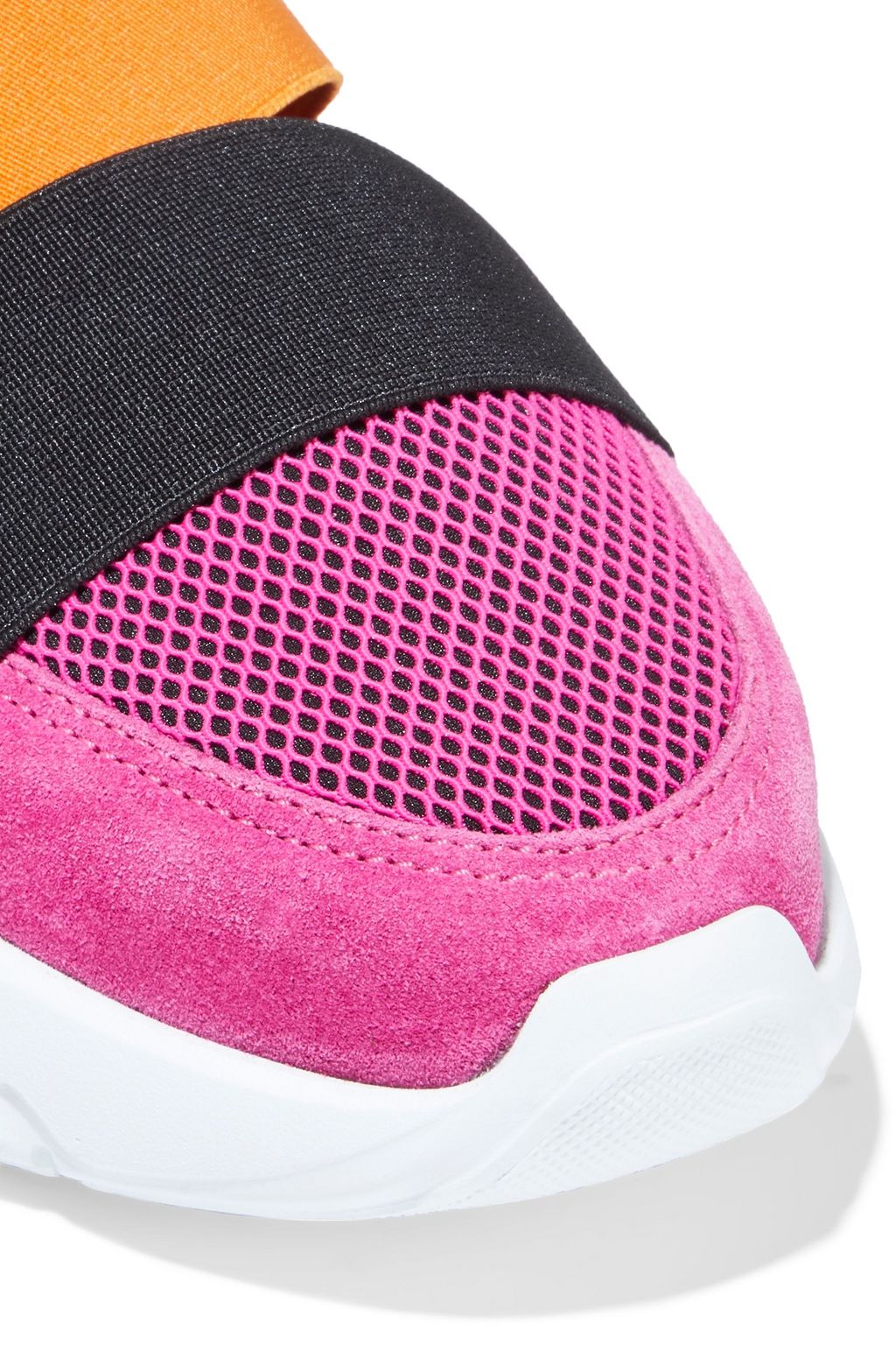 PUCCI City Up ruffled leather, suede and mesh slip-on sneakers