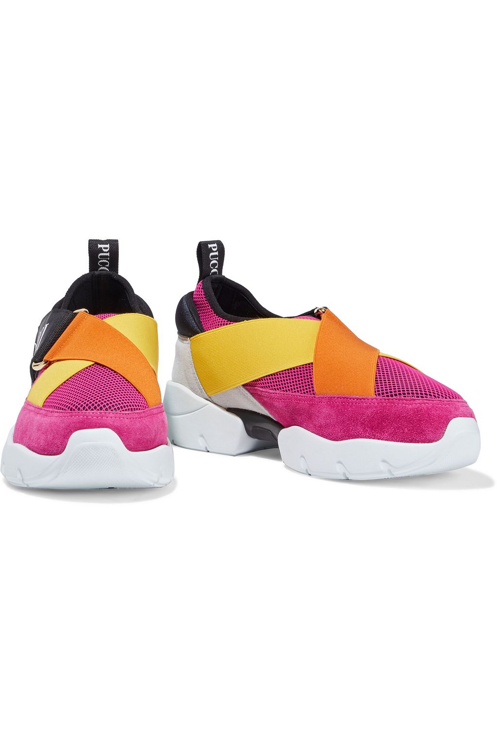 PUCCI Color-block neoprene, suede and mesh slip-on sneakers