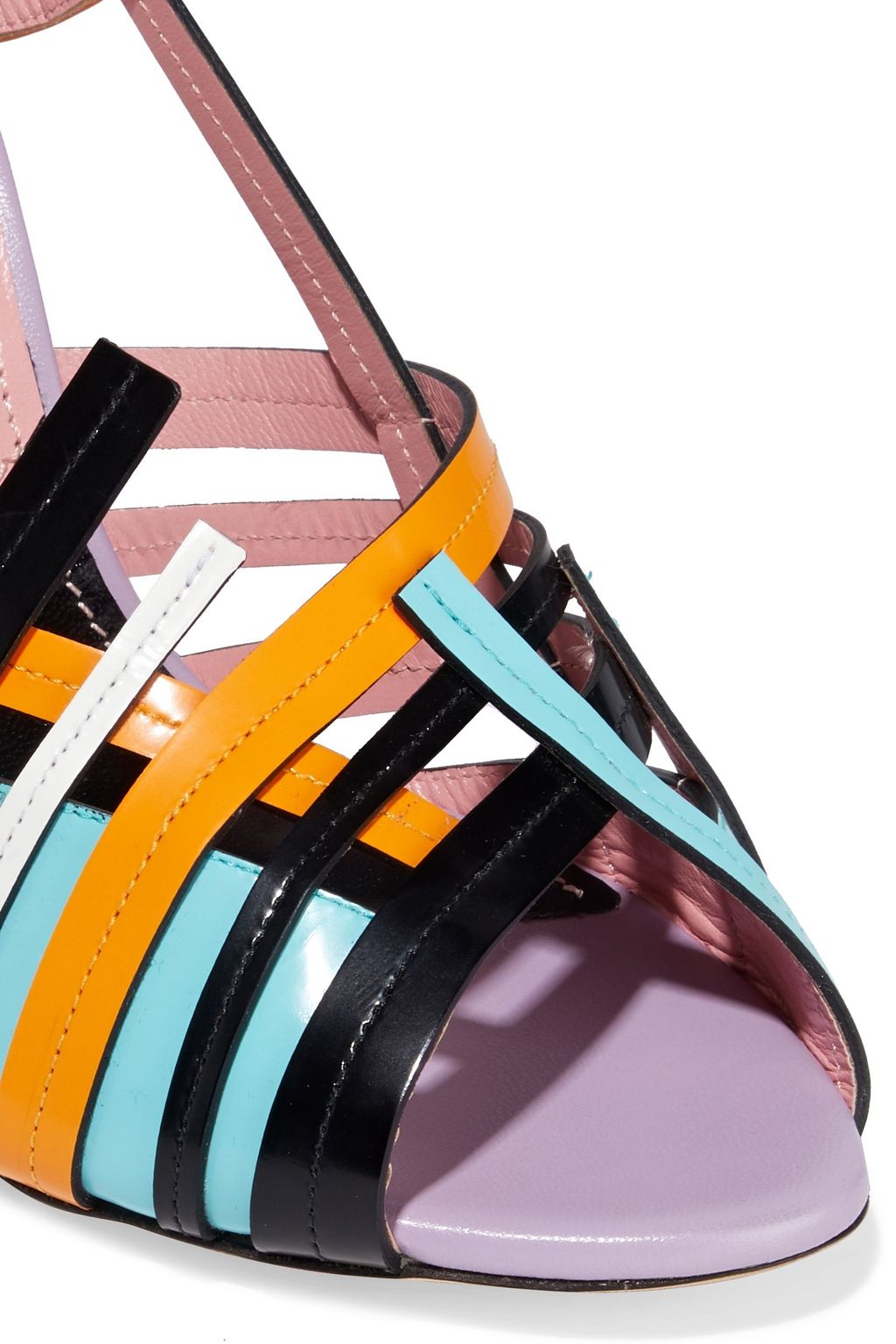 PUCCI Color-block glossed-leather slingback sandals