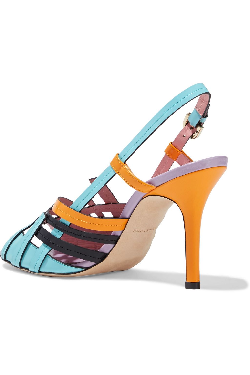PUCCI Color-block glossed-leather slingback sandals