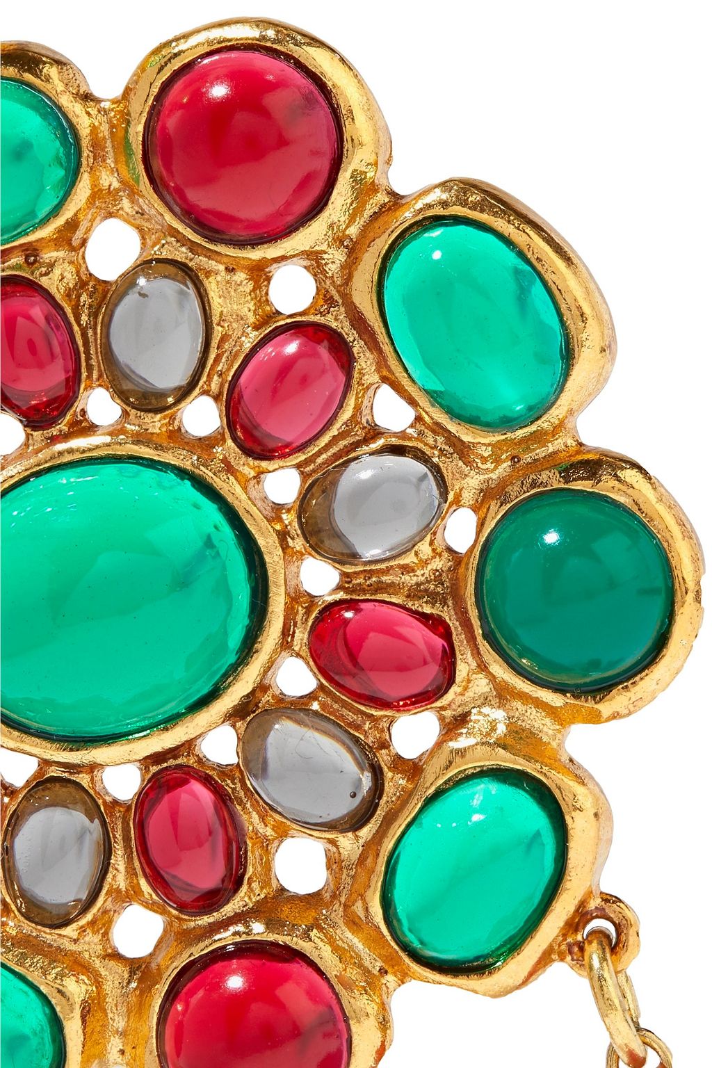 OSCAR DE LA RENTA Gold-tone, freshwater pearl, stone and resin clip earrings