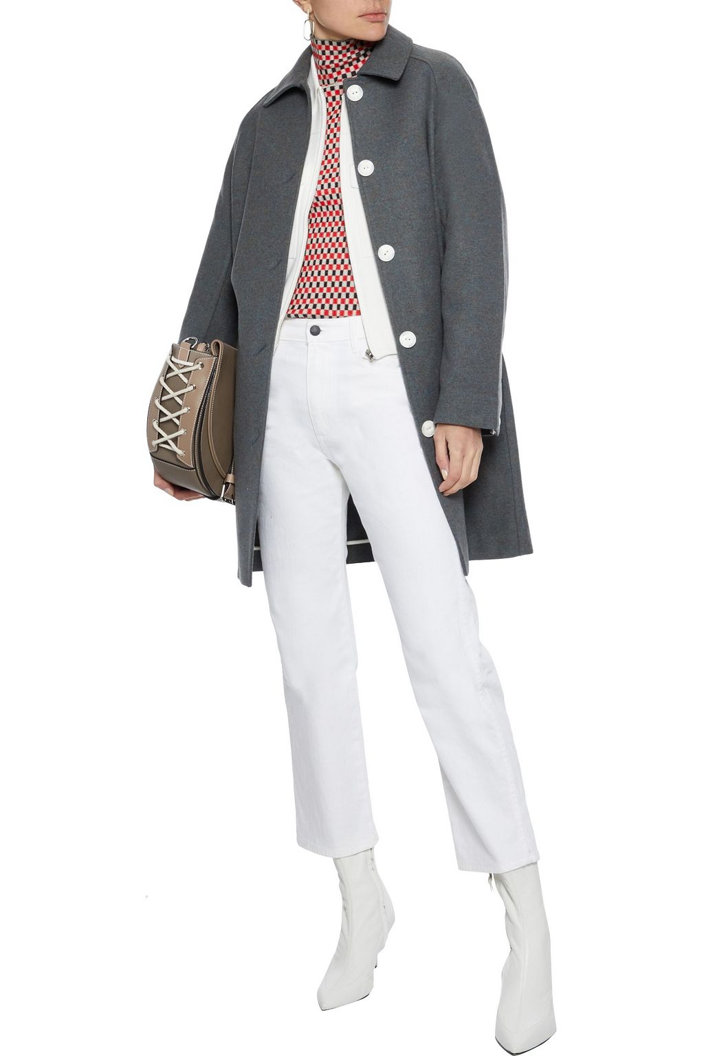 RAG & BONE Gemma snap-detailed marled wool-blend felt coat