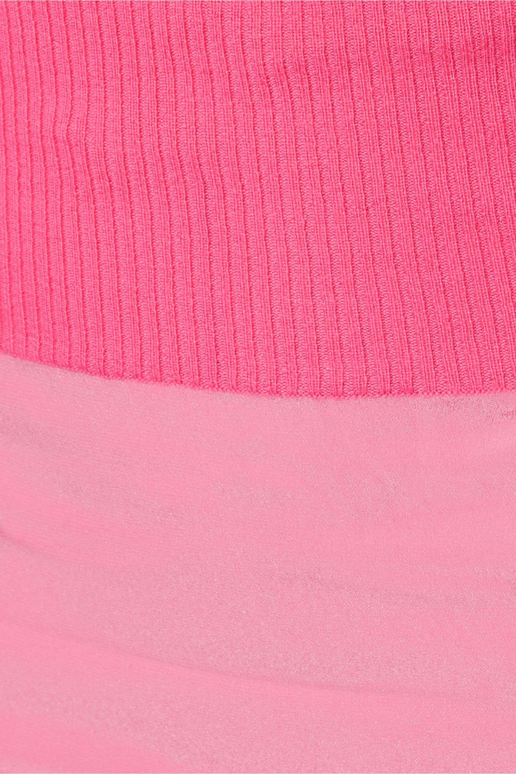 STELLA MCCARTNEY Lace-trimmed crepe de chine-paneled ribbed wool midi skirt