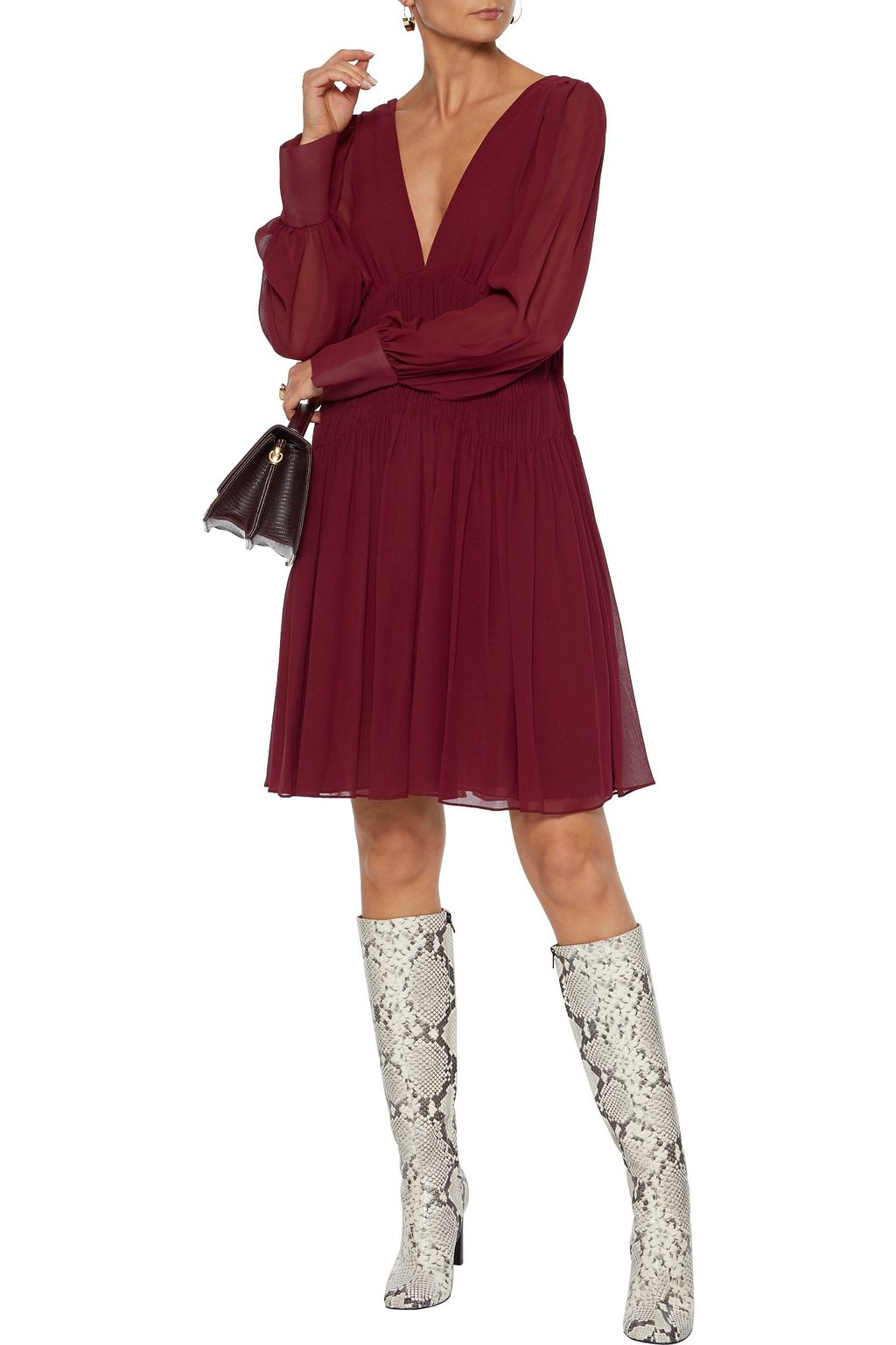STELLA MCCARTNEY Claire ruched silk-georgette mini dress