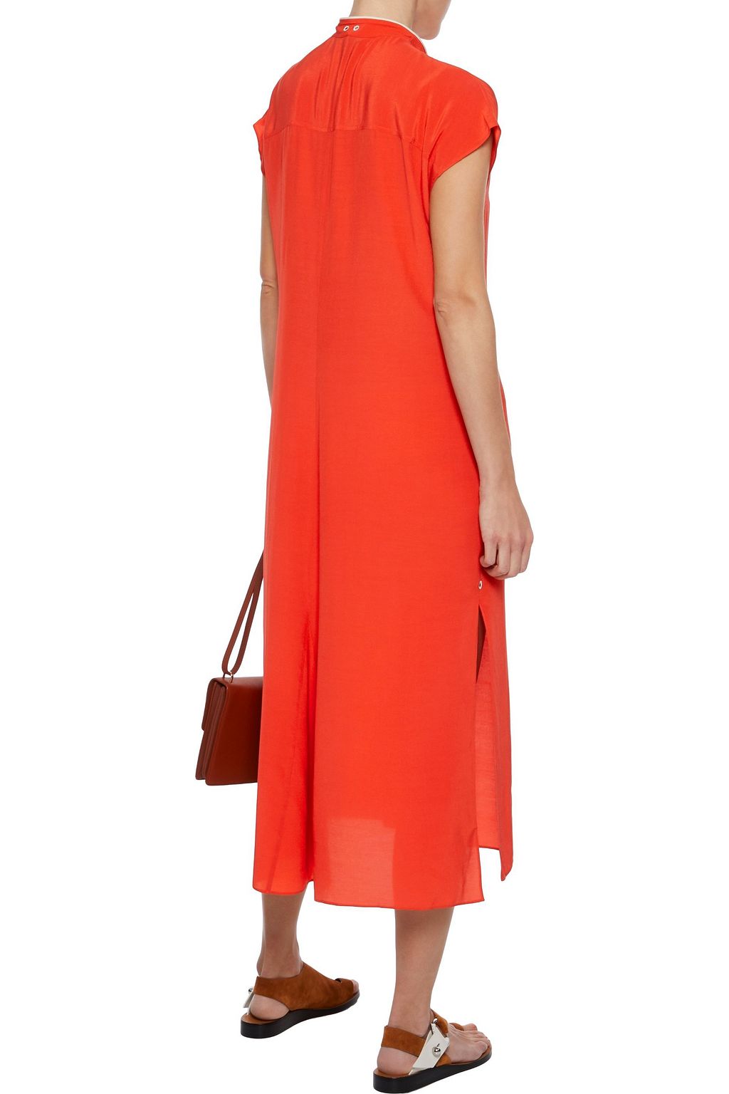 RAG & BONE Dirdre lace-up crepe de chine hooded midi dress