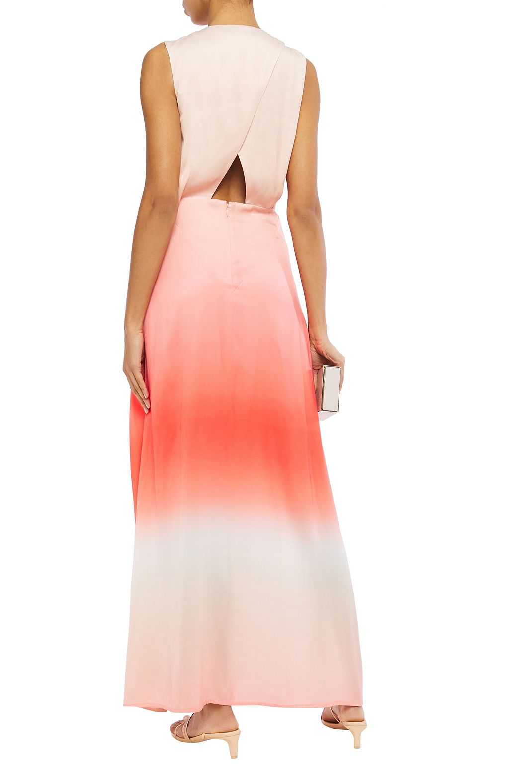 MAJE Cutout dégradé pleated maxi dress