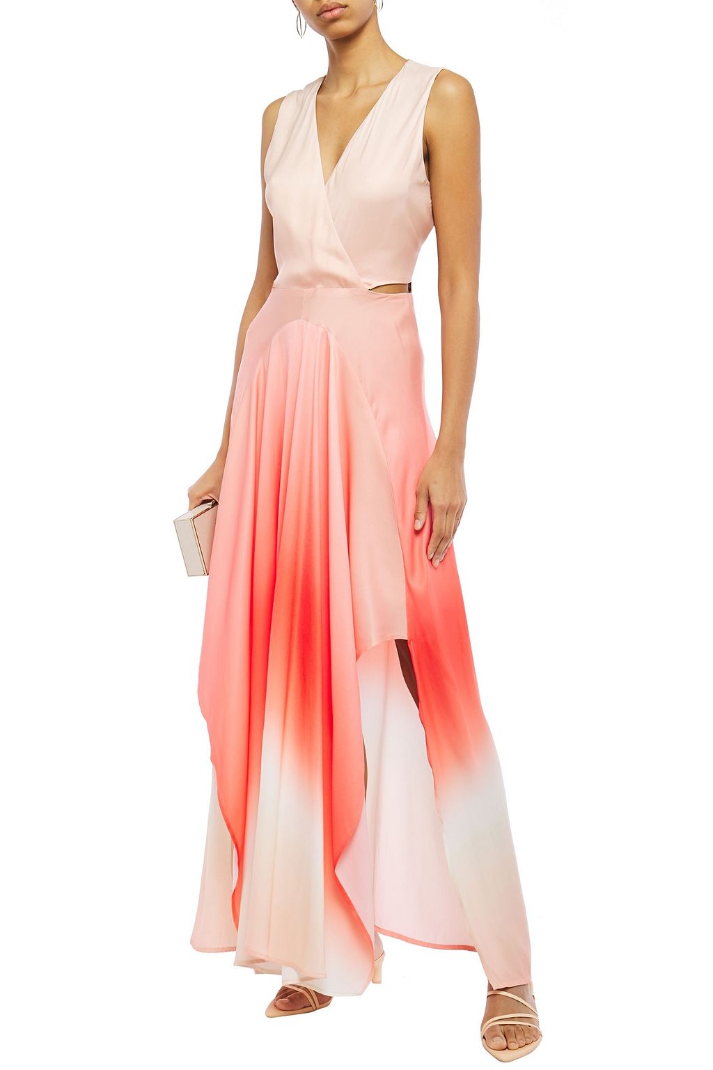 MAJE Cutout dégradé pleated maxi dress