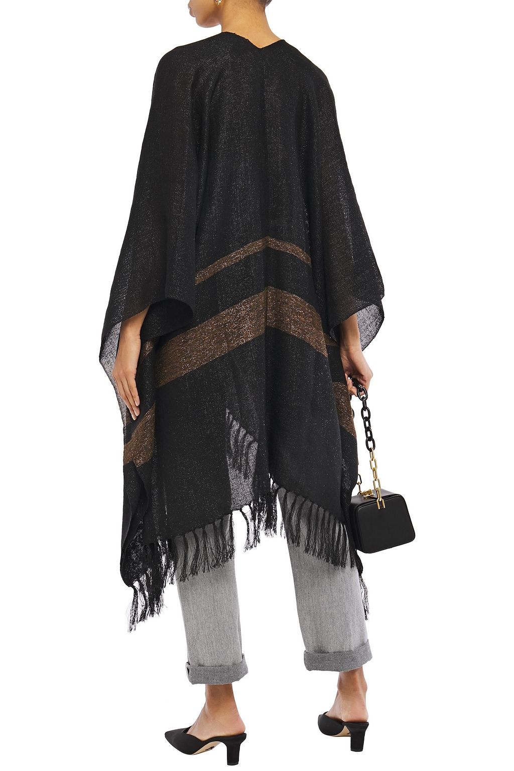 BRUNELLO CUCINELLI Tasseled metallic striped woven wrap