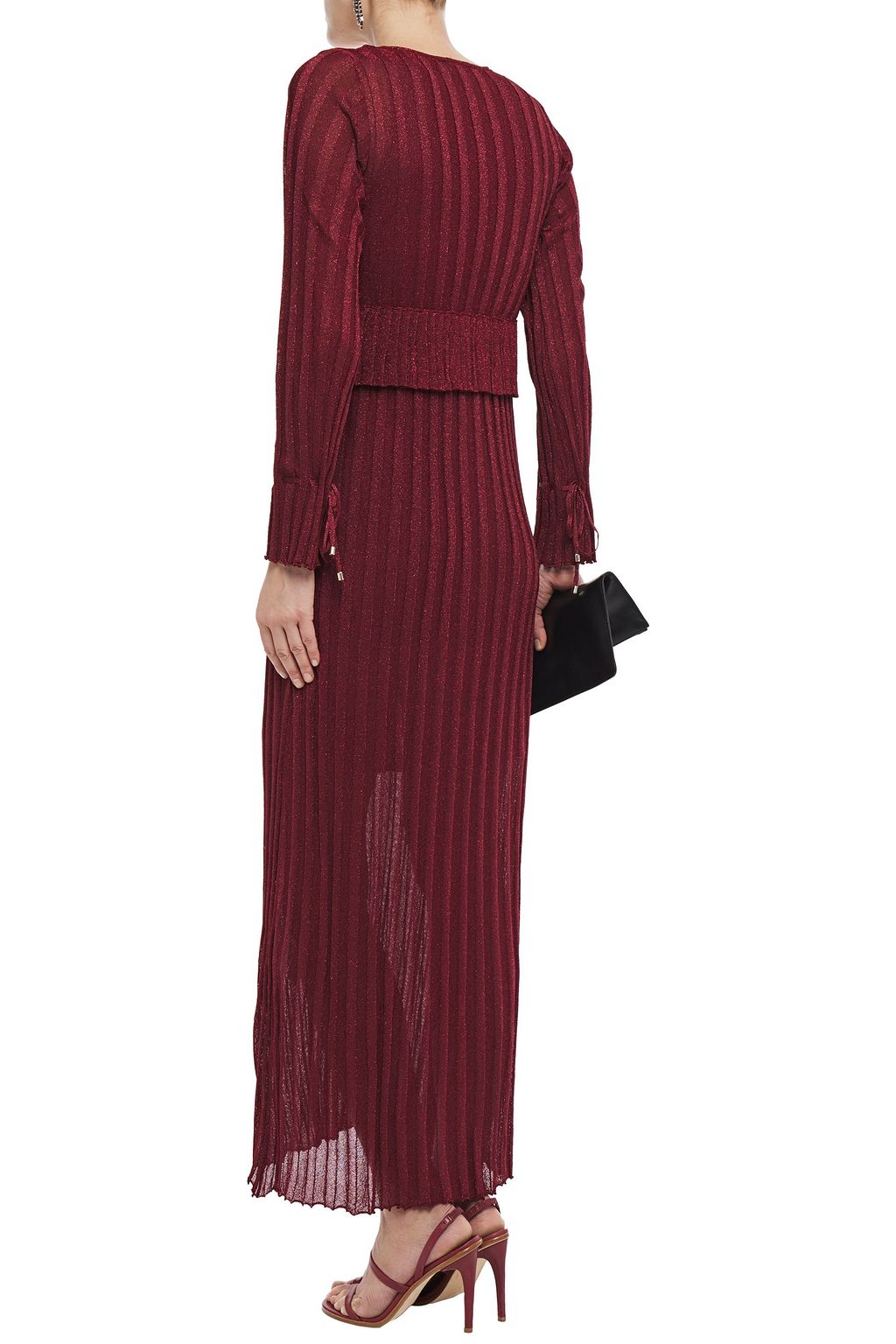 JUST CAVALLI Metallic ribbed-knit maxi dress