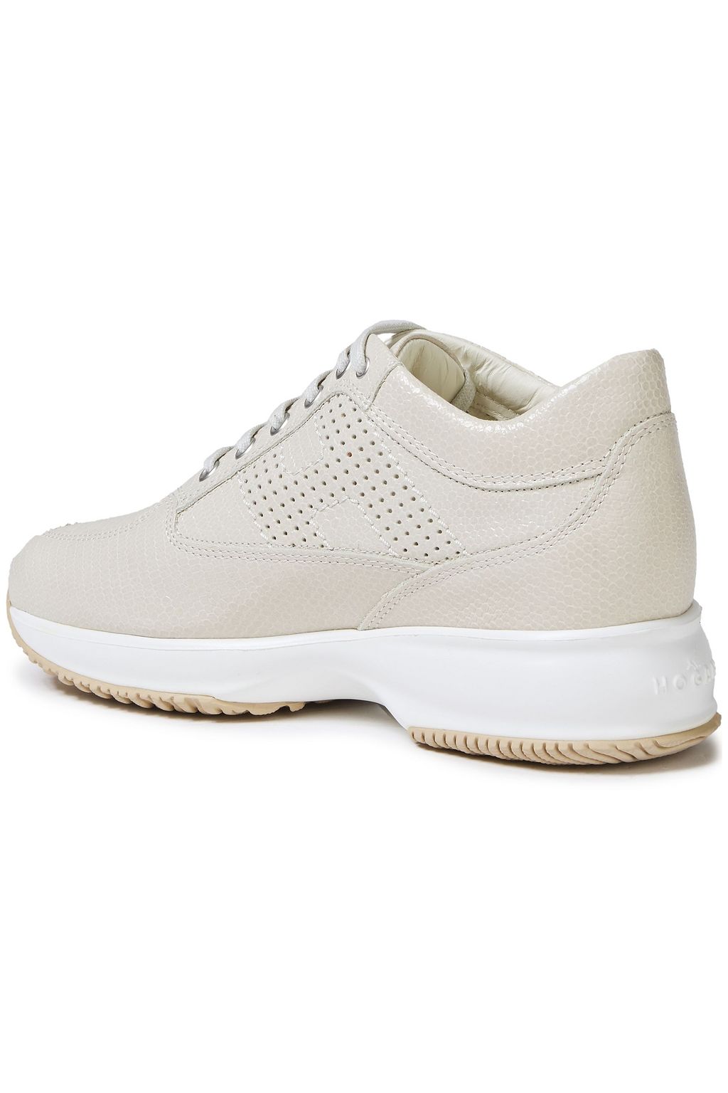 HOGAN Interactive perforated lizard-effect leather sneakers