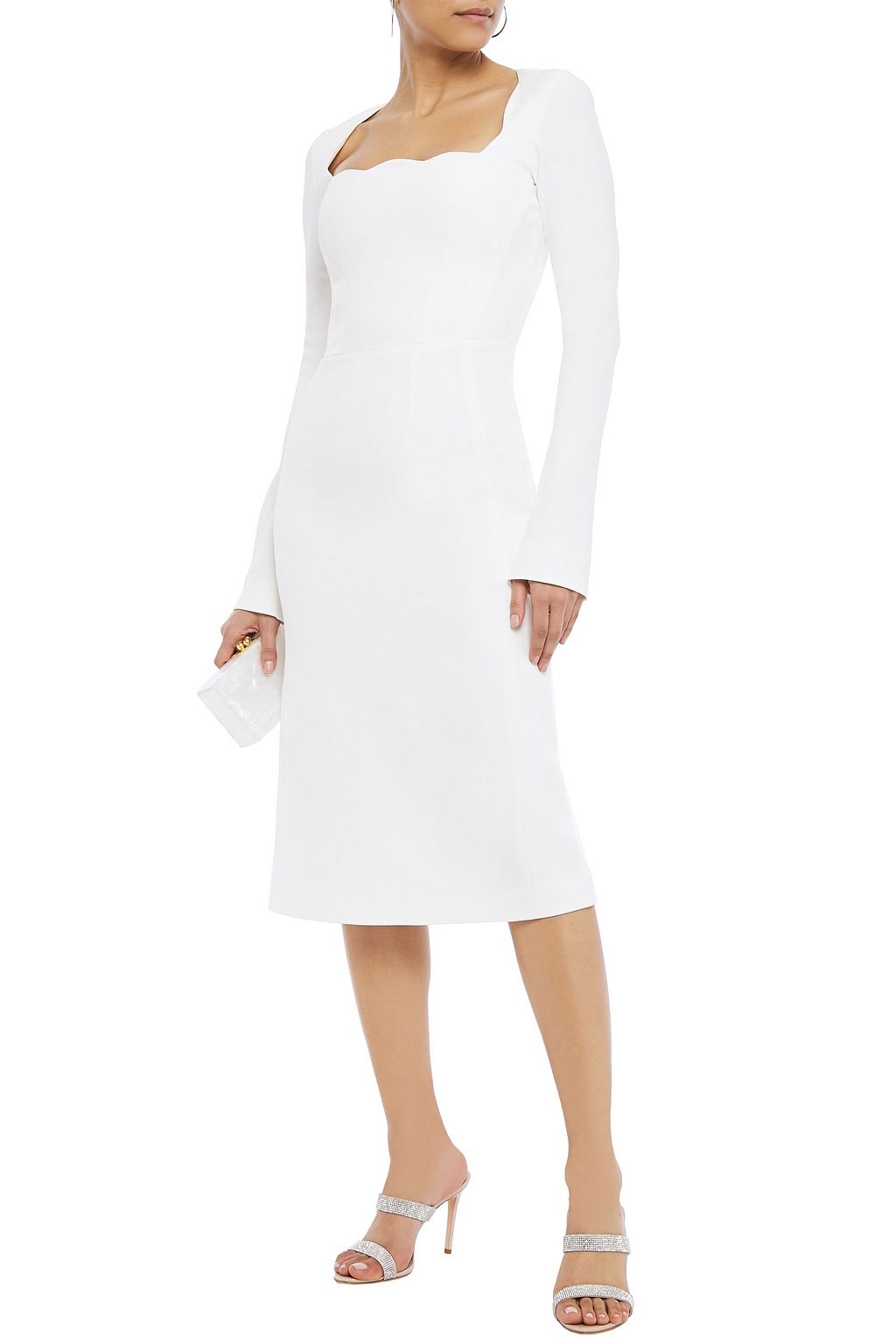 ANTONIO BERARDI Scalloped stretch-cady midi dress