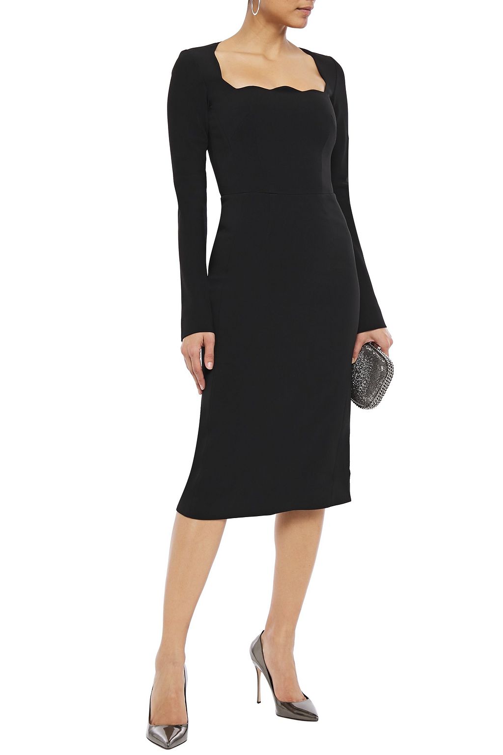 ANTONIO BERARDI Scalloped stretch-cady midi dress