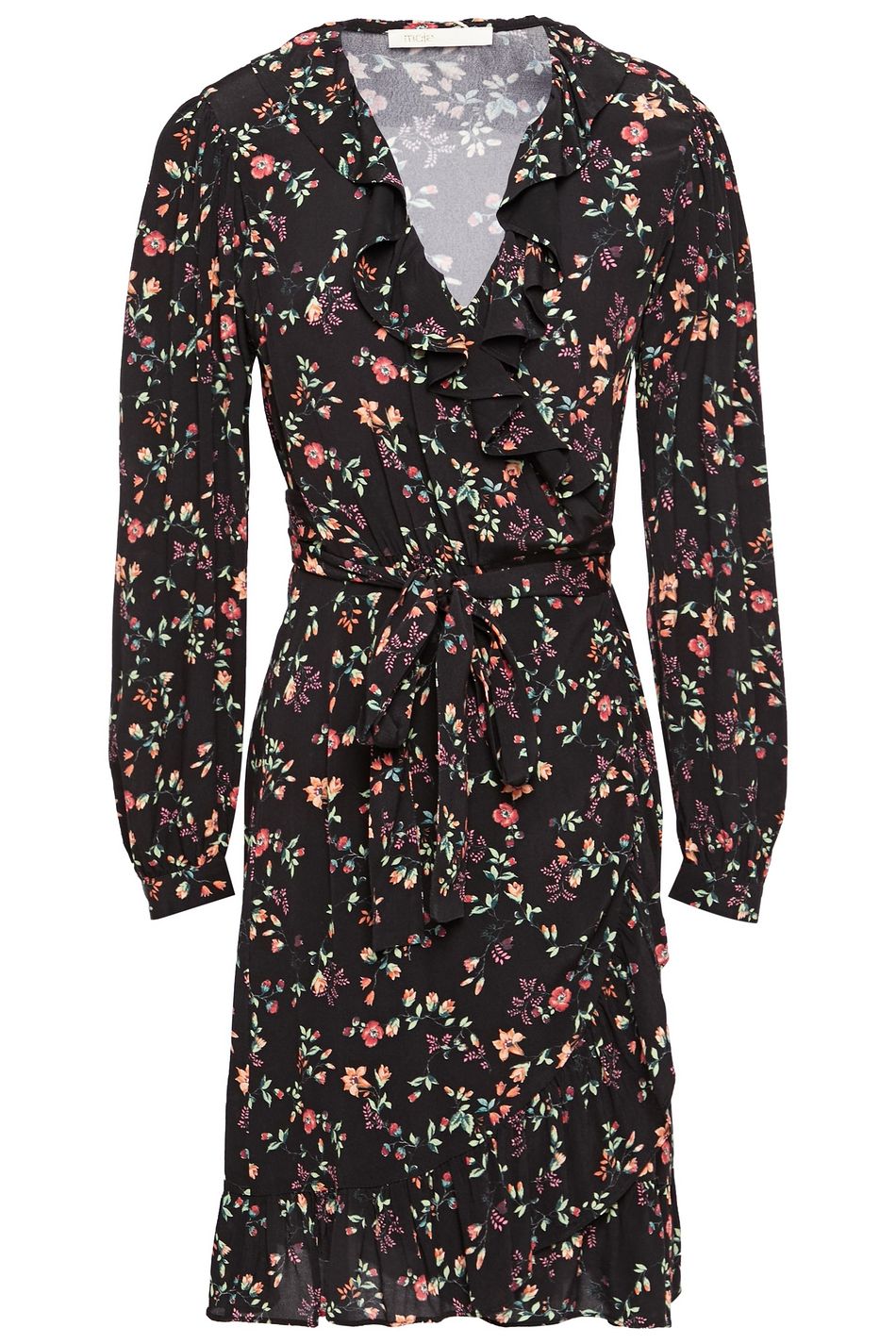 maje black floral dress