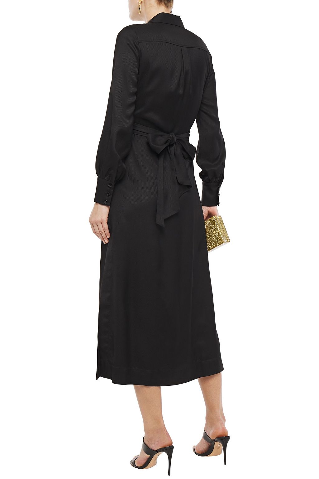 JUST CAVALLI Chain-embellished twill midi wrap dress