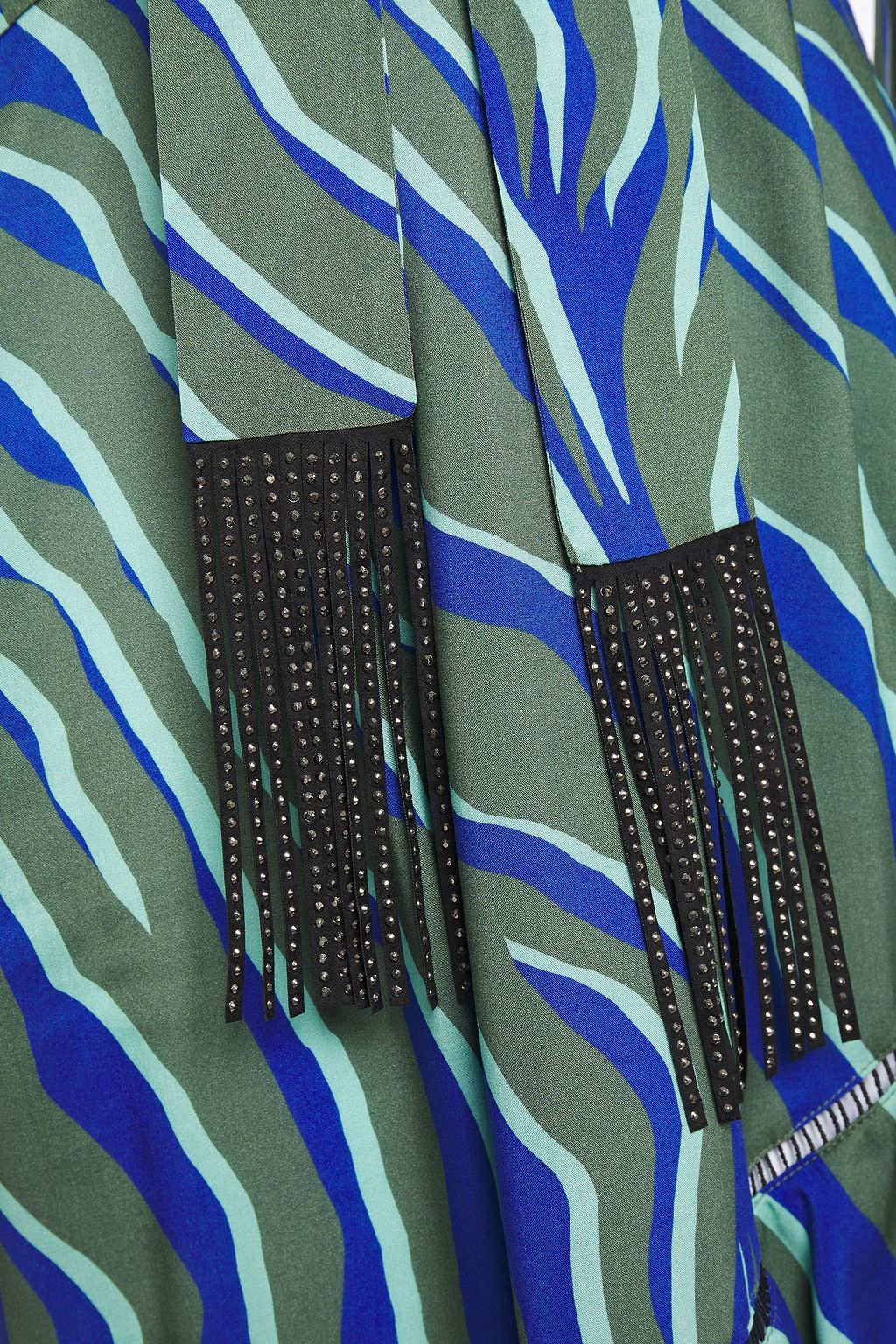 JUST CAVALLI Wrap-effect crystal-embellished zebra-print woven mini dress