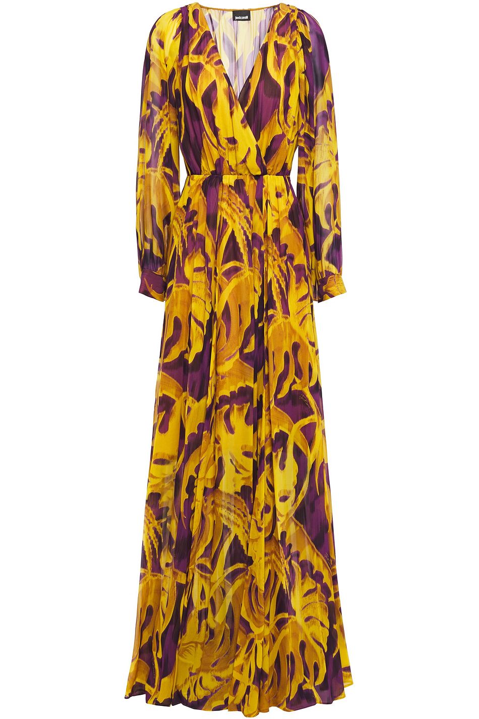 mustard floral wrap dress