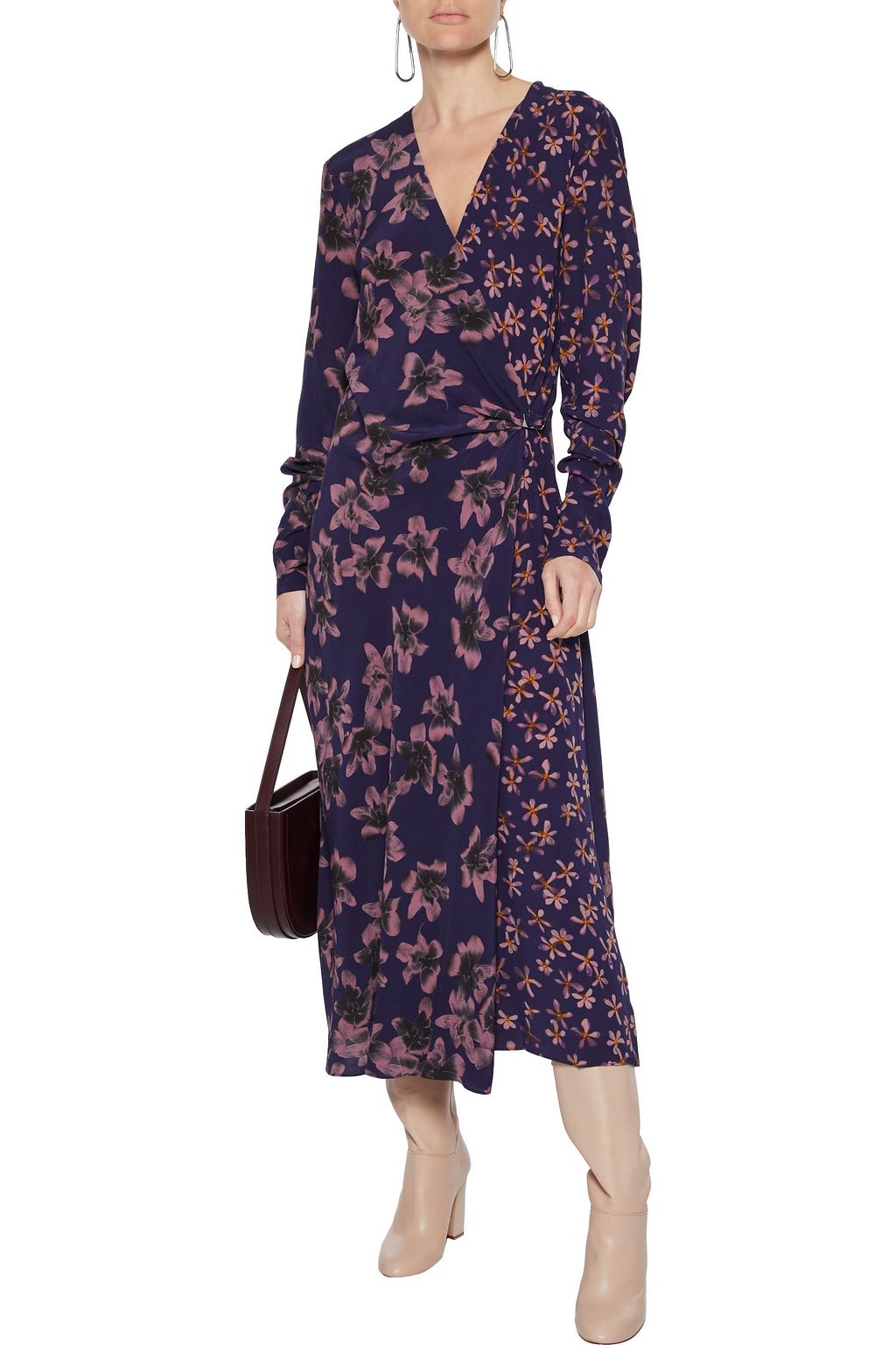 RAG & BONE Odette wrap-effect floral-print crepe midi dress