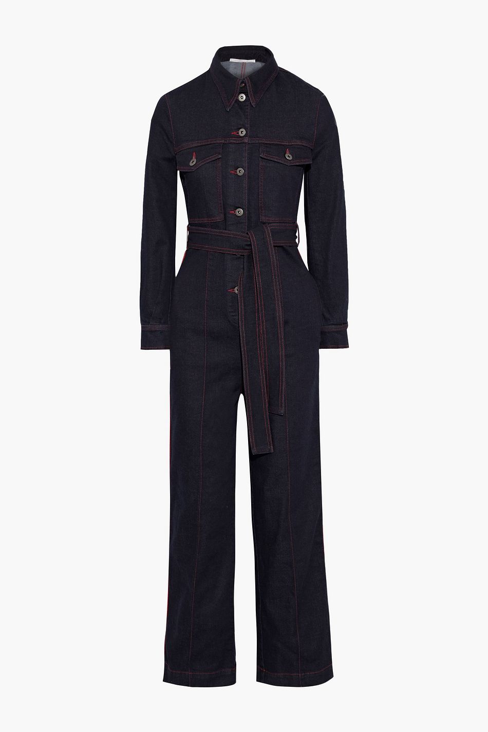 dark denim jumpsuit