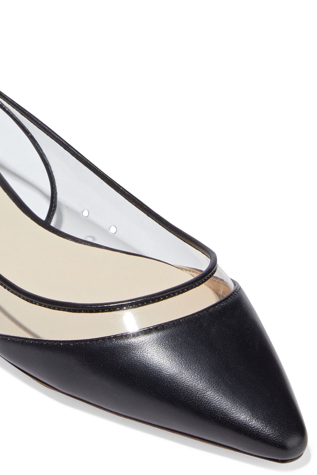 JIMMY CHOO Erin PVC and leather slingback point-toe flats