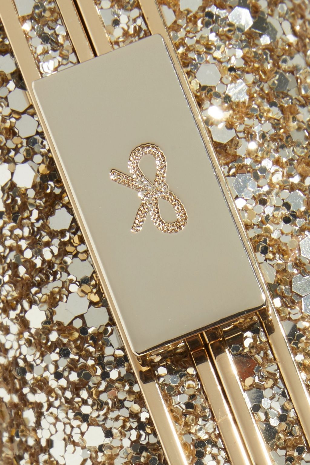 ANYA HINDMARCH Marano glittered woven box clutch