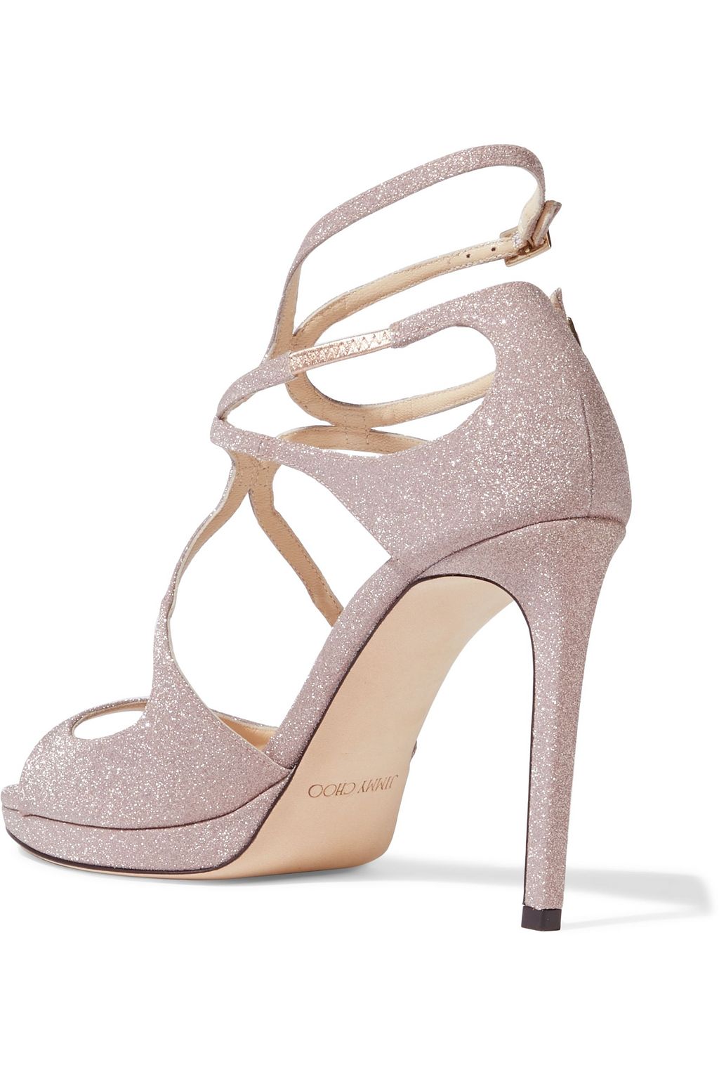 JIMMY CHOO Lance 100 glittered woven sandals