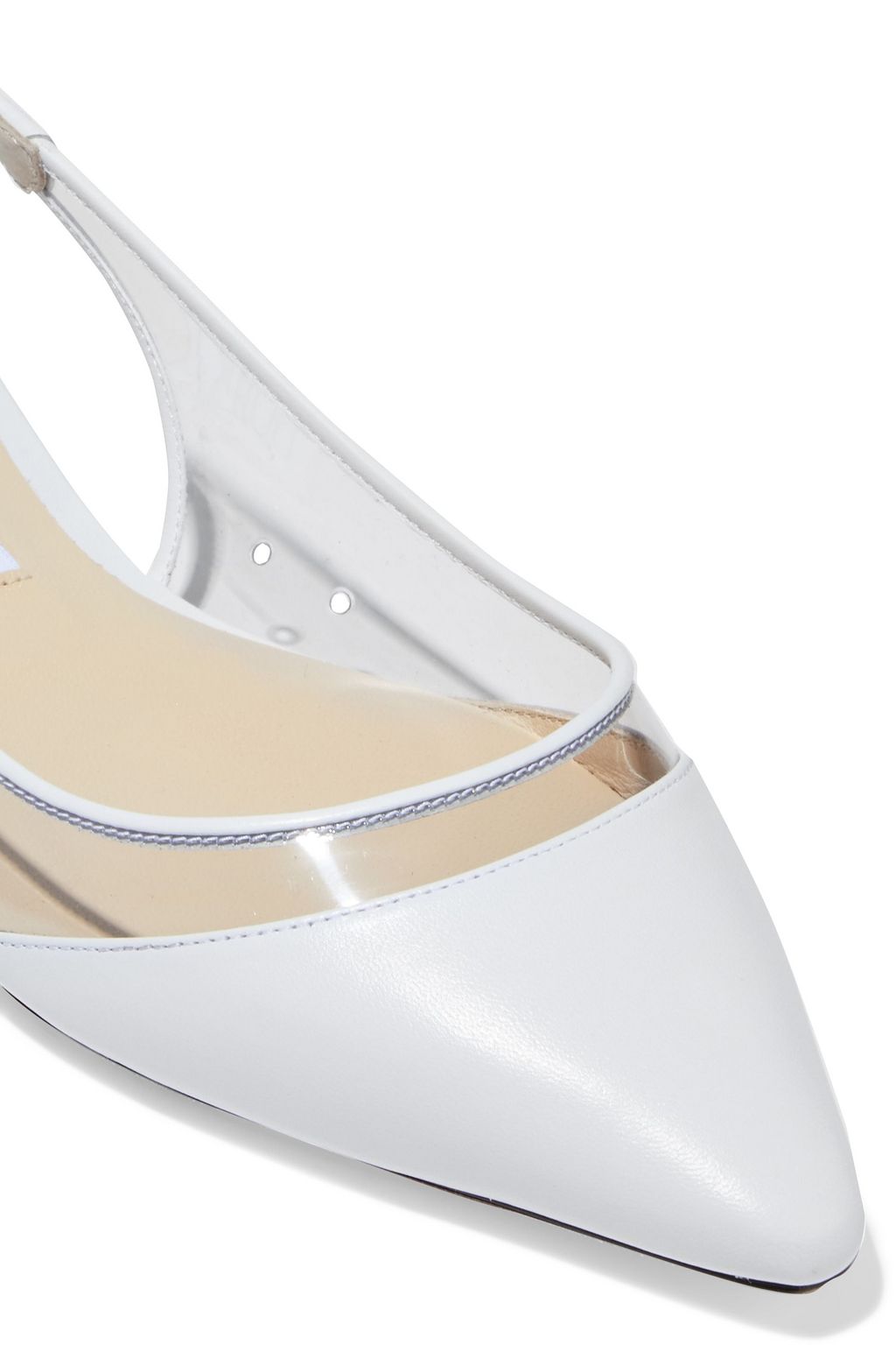 JIMMY CHOO Erin PVC and leather slingback point-toe flats