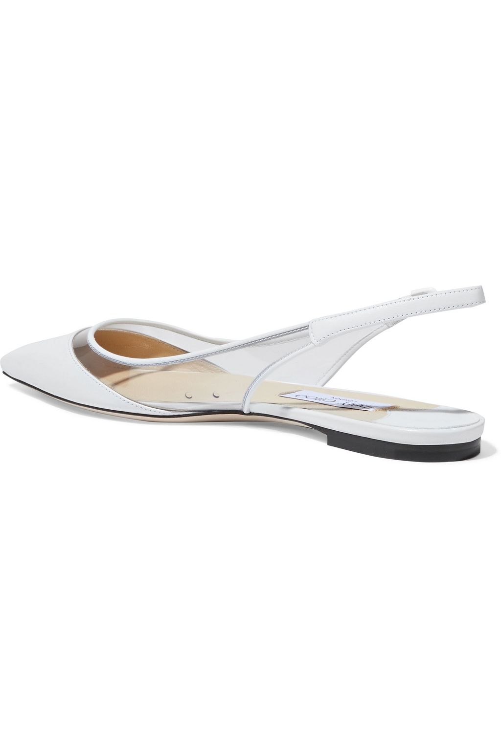 JIMMY CHOO Erin PVC and leather slingback point-toe flats