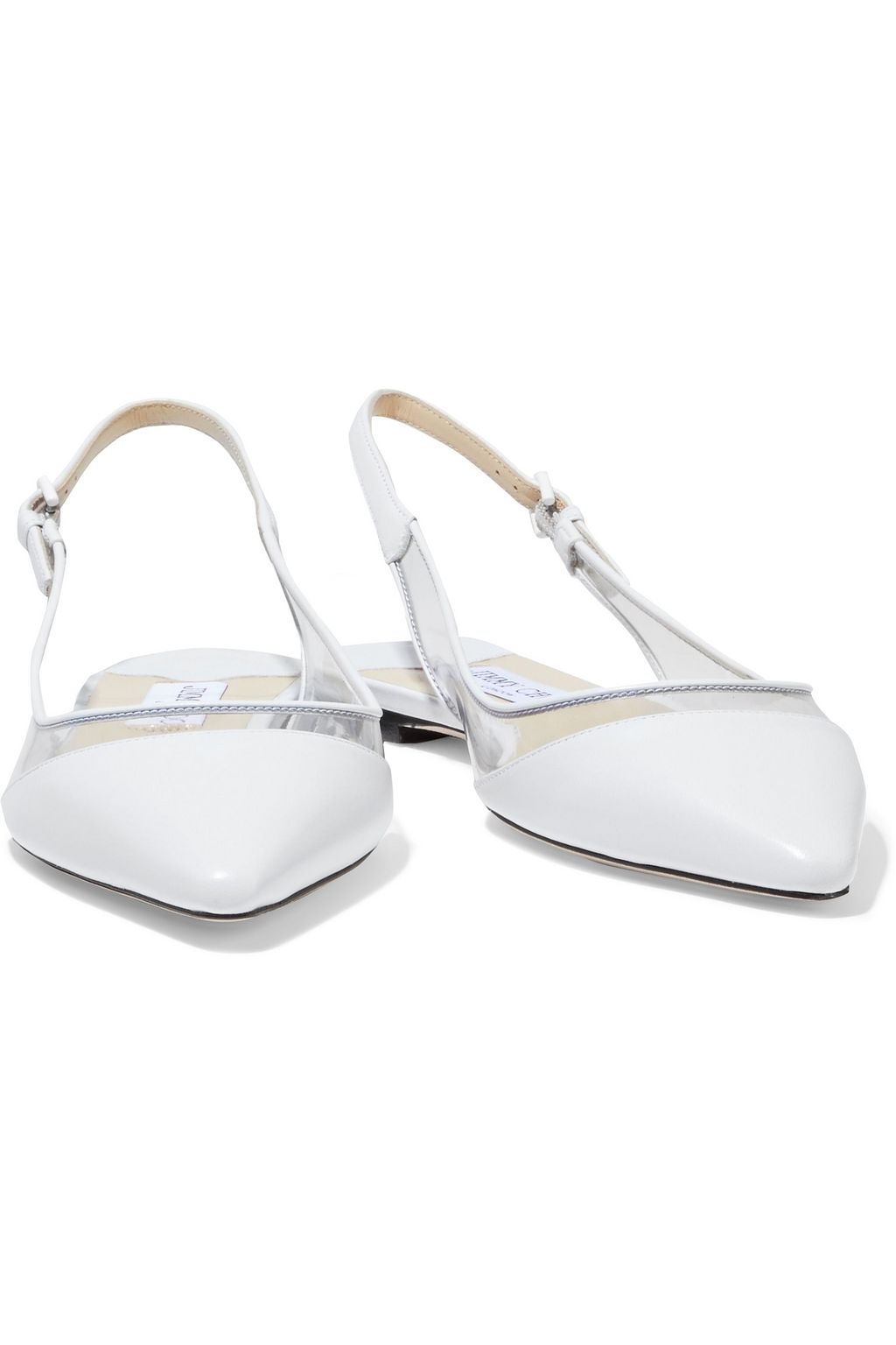 JIMMY CHOO Erin PVC and leather slingback point-toe flats