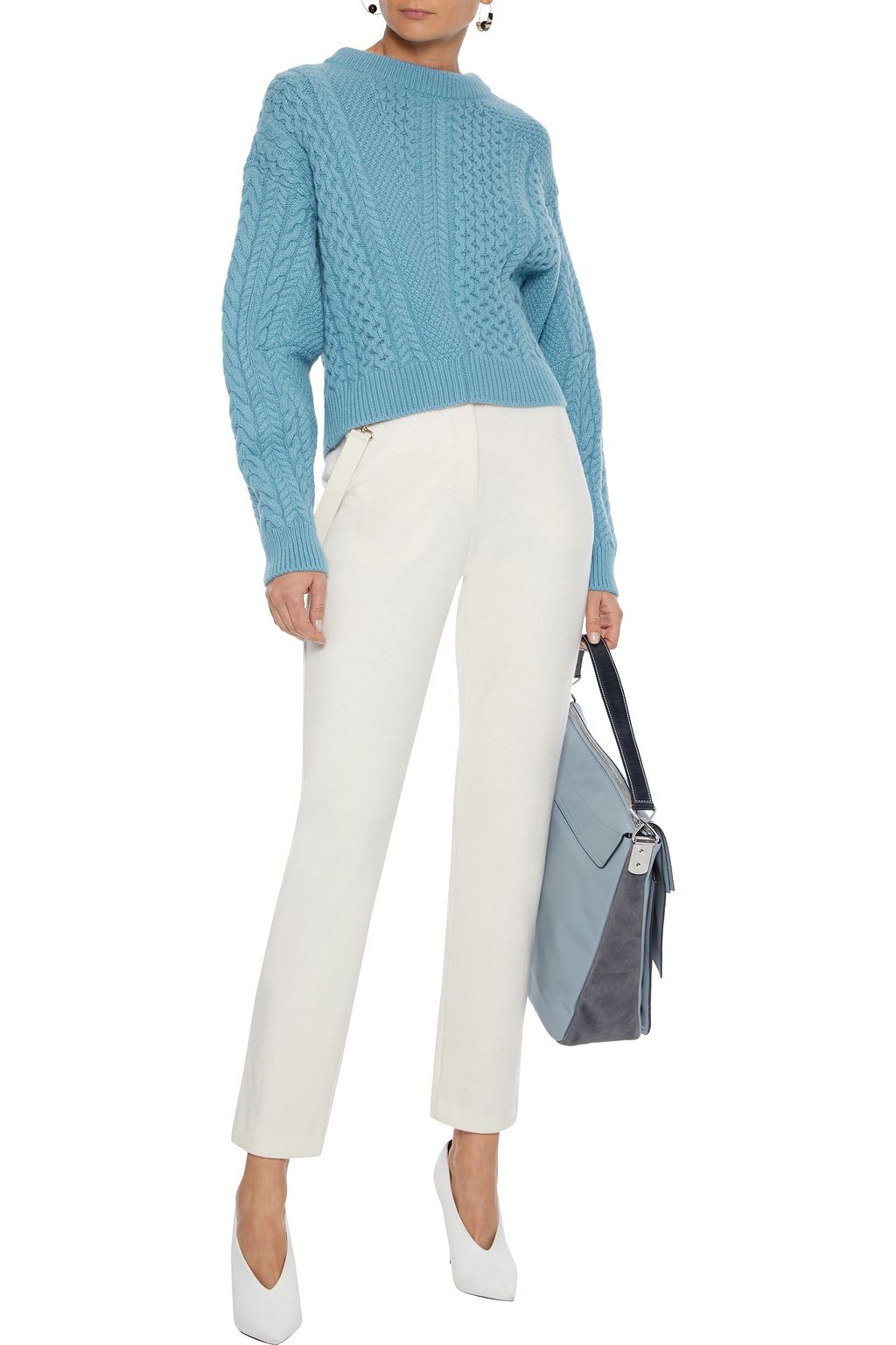 STELLA MCCARTNEY Patchwork-effect cable-knit wool and alpaca-blend sweater