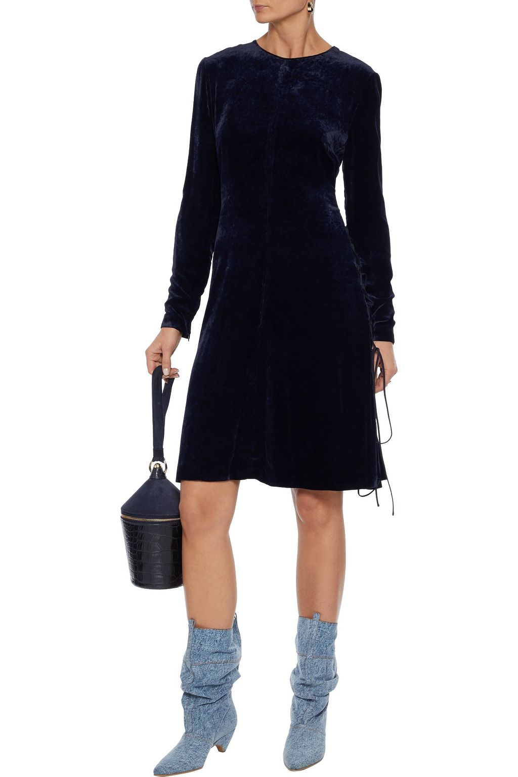STELLA MCCARTNEY Cailyn lace-up crushed-velvet dress