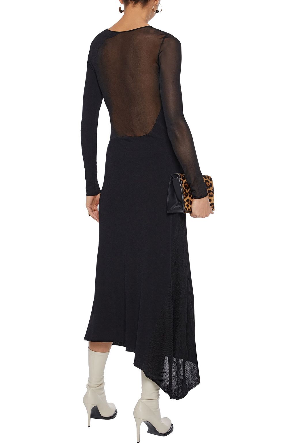 STELLA MCCARTNEY Asymmetric burnout-effect stretch-knit midi dress