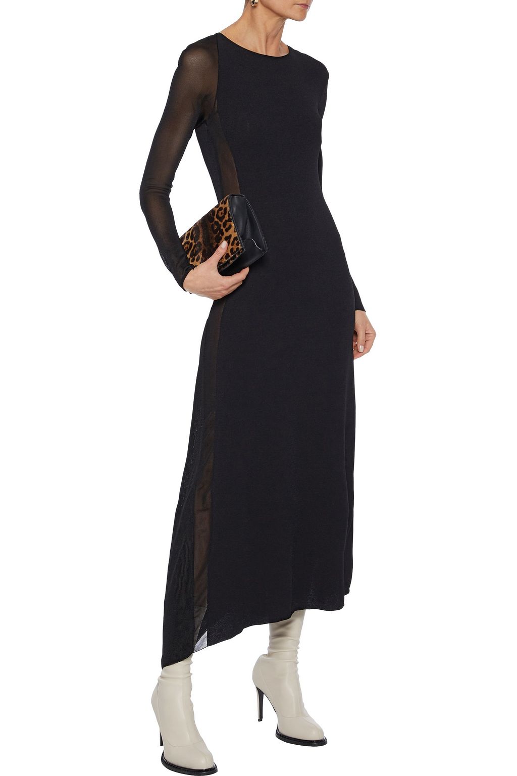 STELLA MCCARTNEY Asymmetric burnout-effect stretch-knit midi dress