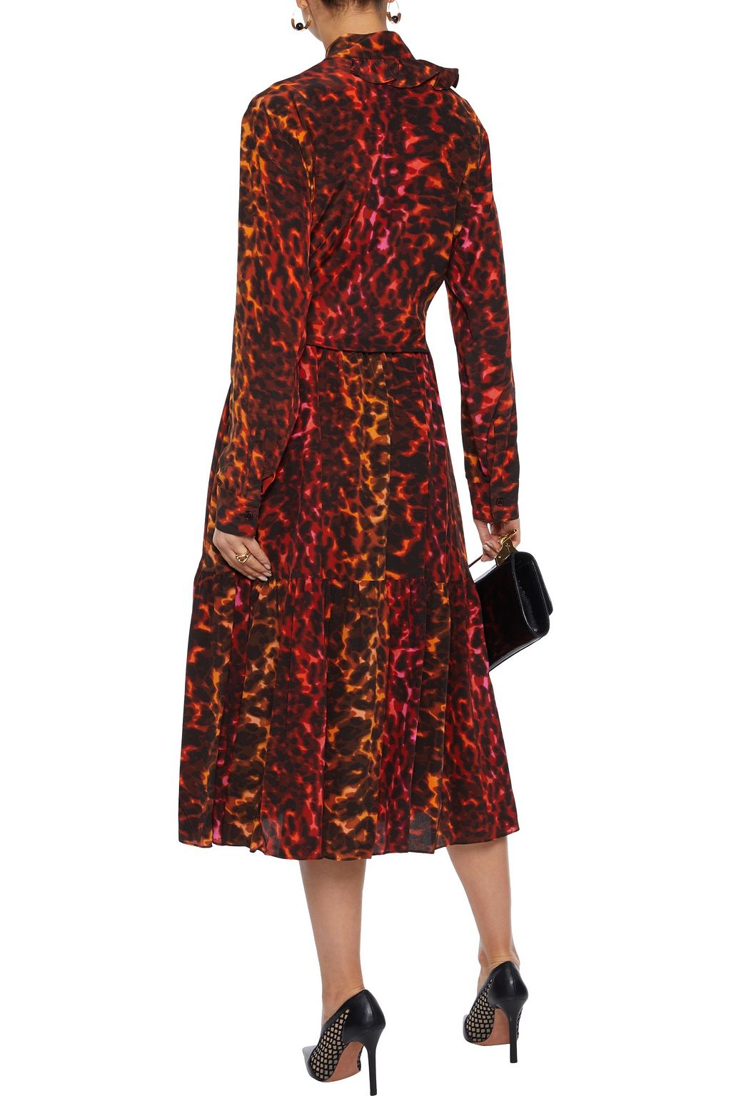 STELLA MCCARTNEY Tanya gathered printed silk crepe de chine midi skirt