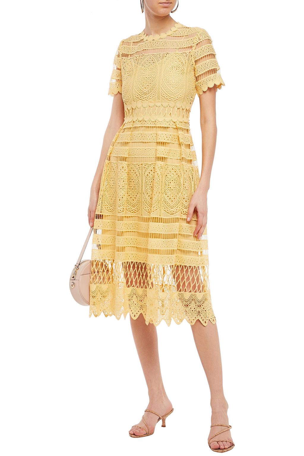 maje roseray lace midi dress
