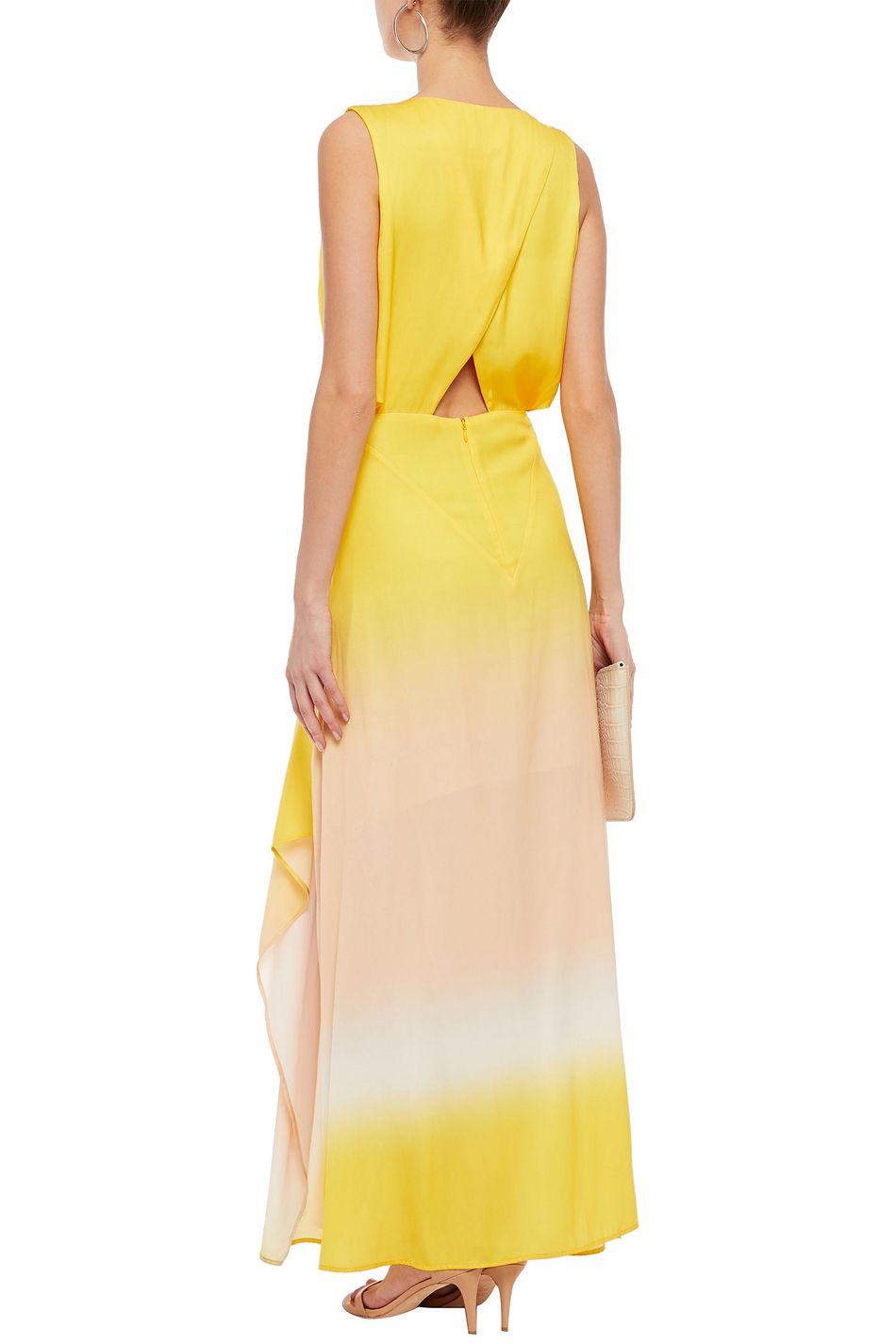 yellow pleated maxi dress