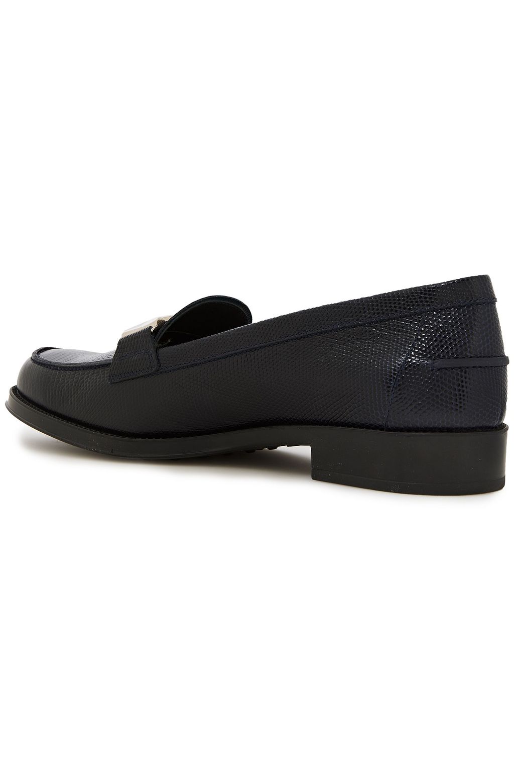TOD'S Embellished lizard-effect leather loafers