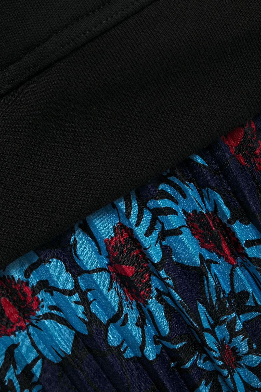 MARKUS LUPFER Emilee cotton-fleece and floral-print crepe de chine hooded midi dress