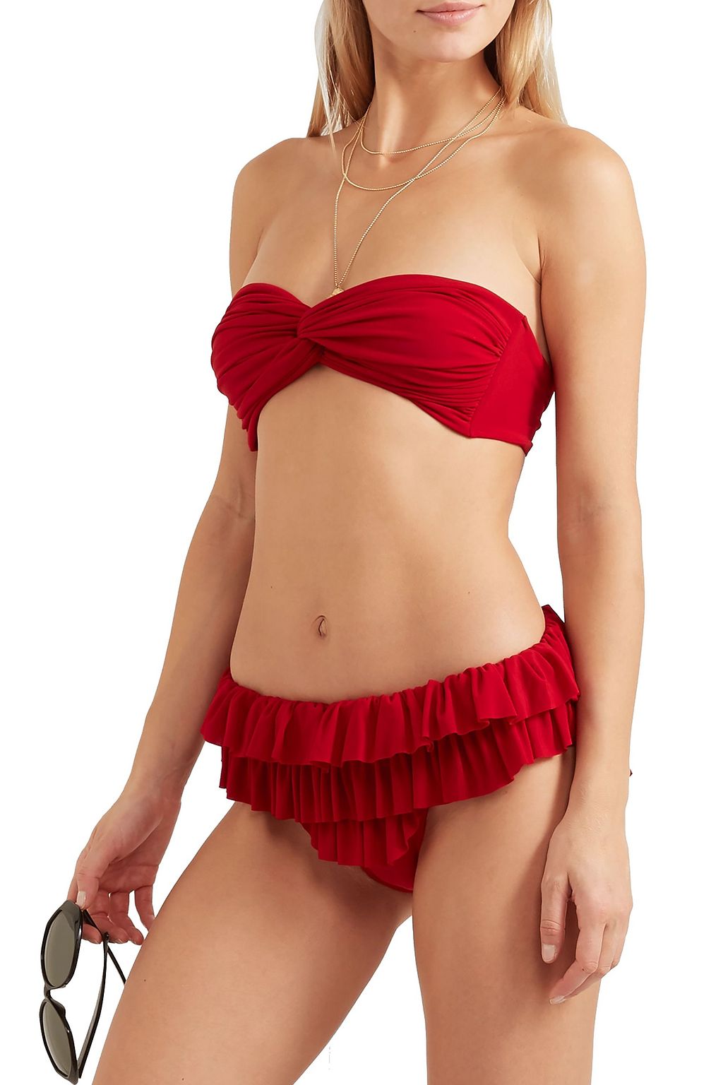 NORMA KAMALI Tiered ruffled mid-rise bikini briefs