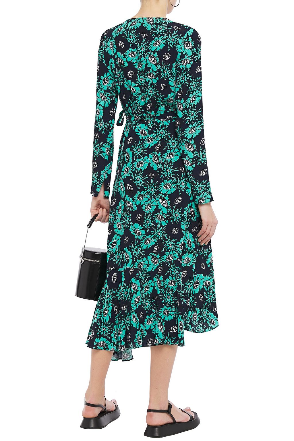MARKUS LUPFER Caroline asymmetric floral-print crepe midi wrap dress