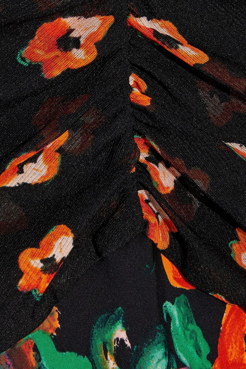DIANE VON FURSTENBERG Linia floral-print mesh and silk-blend crepe de chine midi dress
