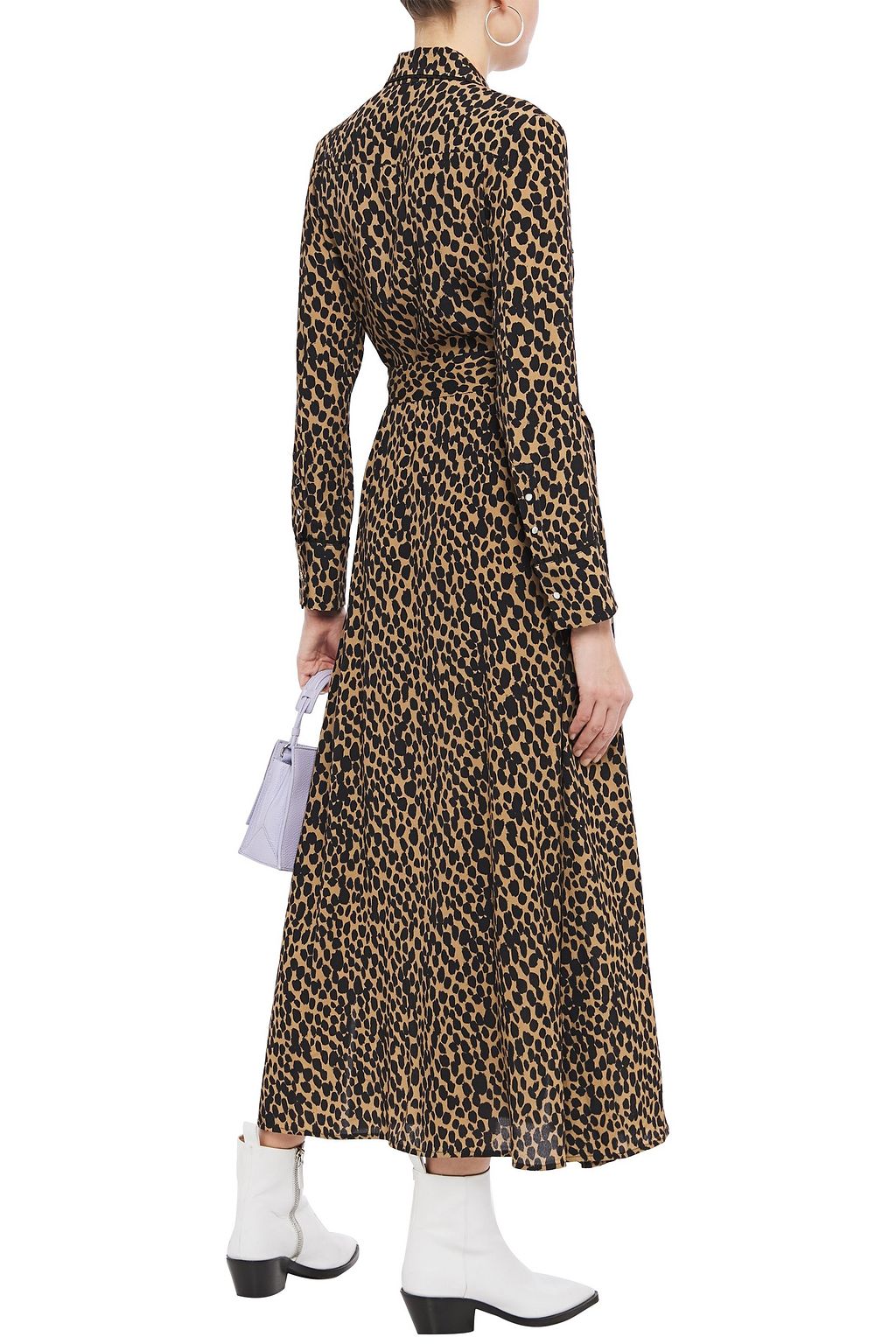 MARKUS LUPFER Amanda belted leopard-print crepe maxi shirt dress