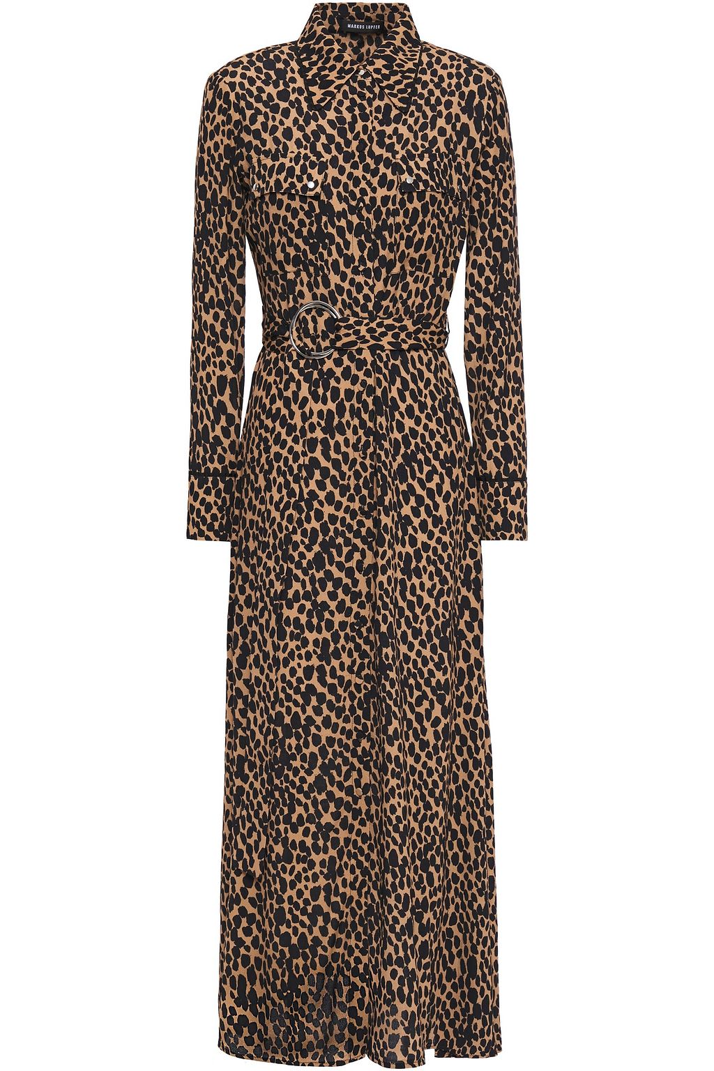 animal print maxi shirt dress