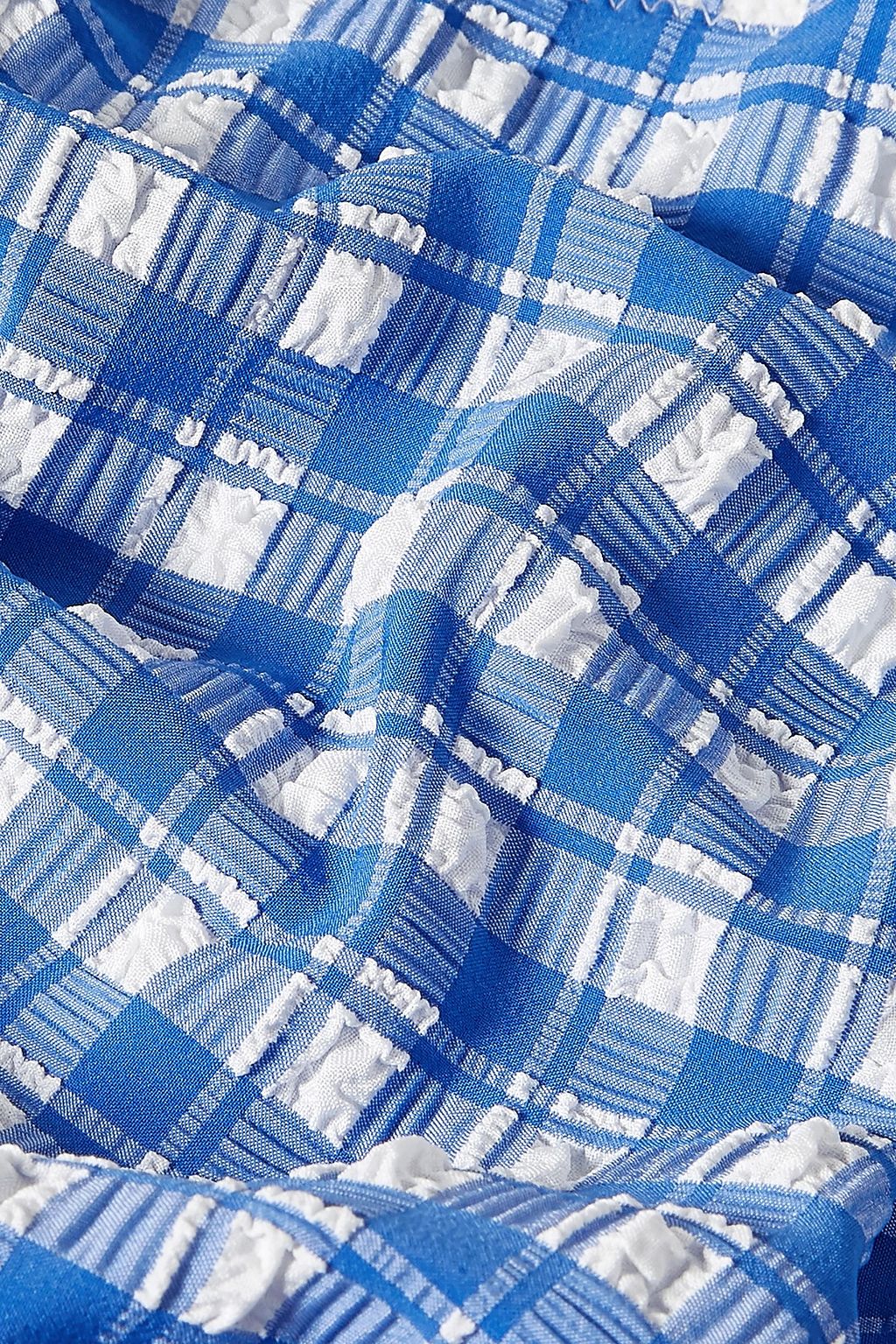 GANNI Gingham seersucker halterneck swimsuit